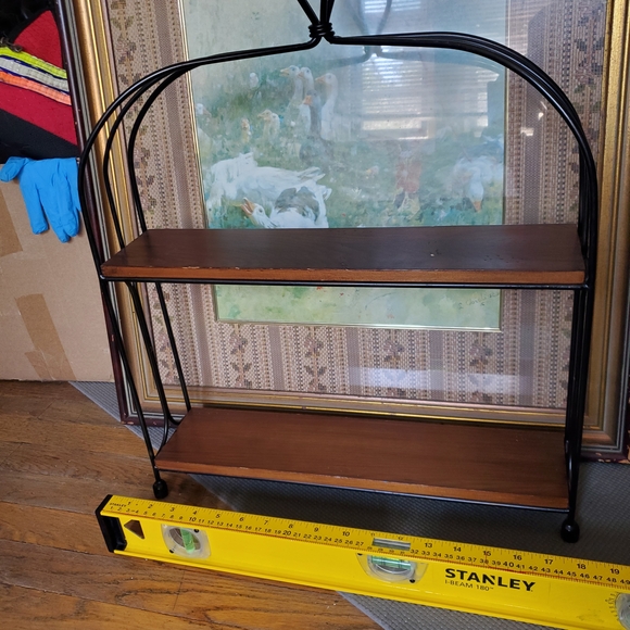 Longaberger Wrought Iron 2-Tier Shelf or Baker's Rack with WoodCrafts Shelves - Picture 2 of 9